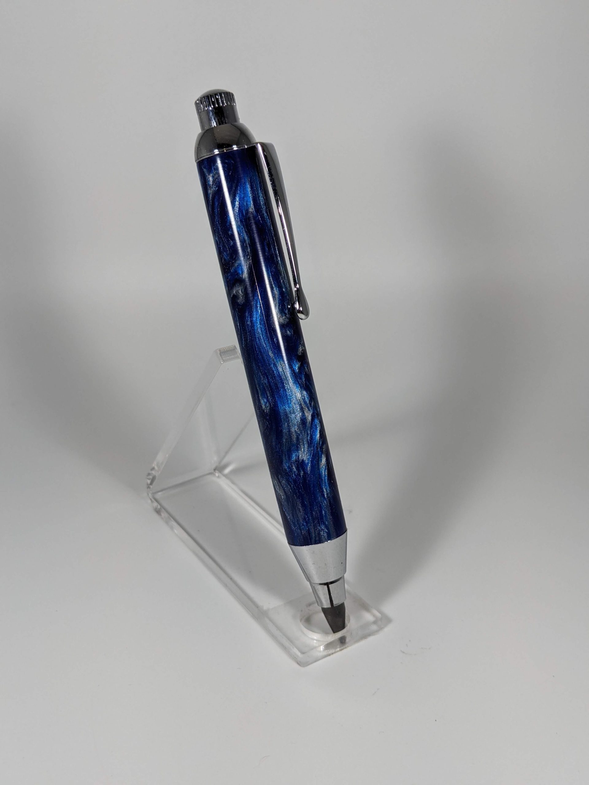 Sketch pencil with 5.6mm led in cutom poured blue and antique silver.
